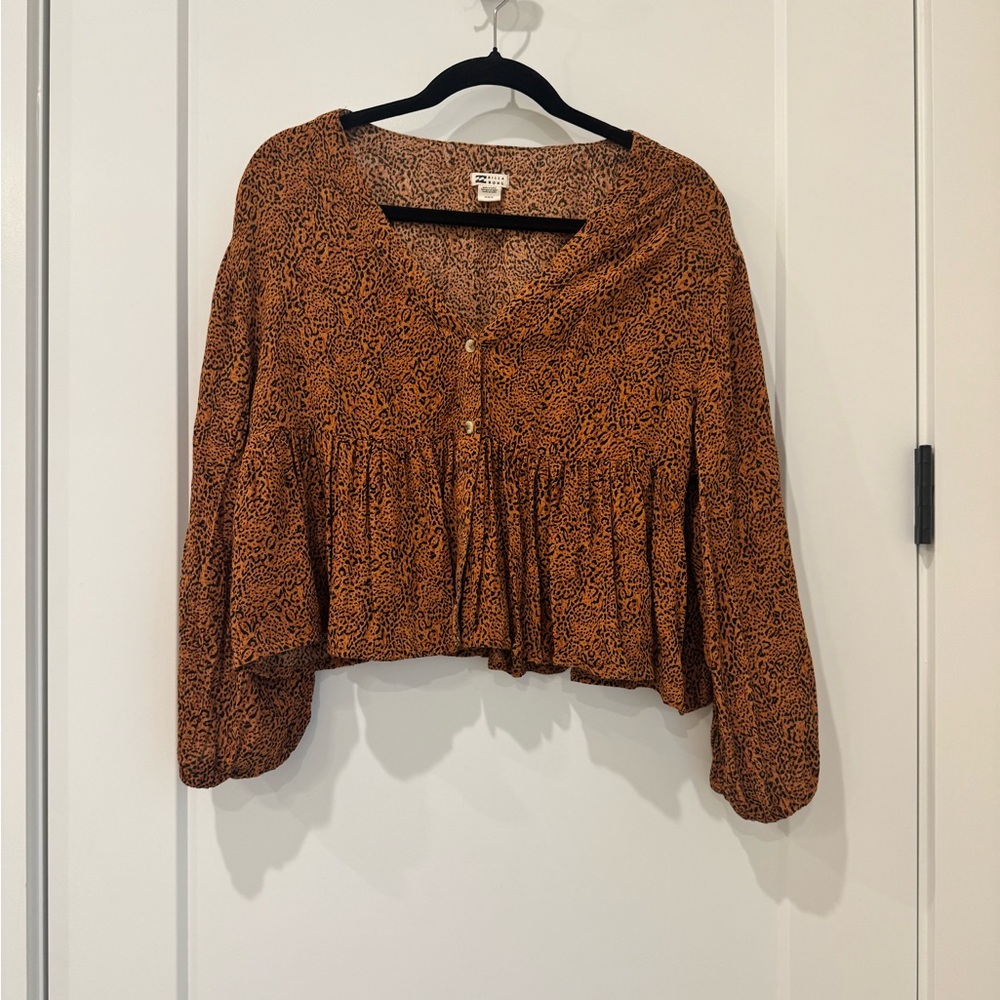 Billabong Women's Tan Patterned Blouse